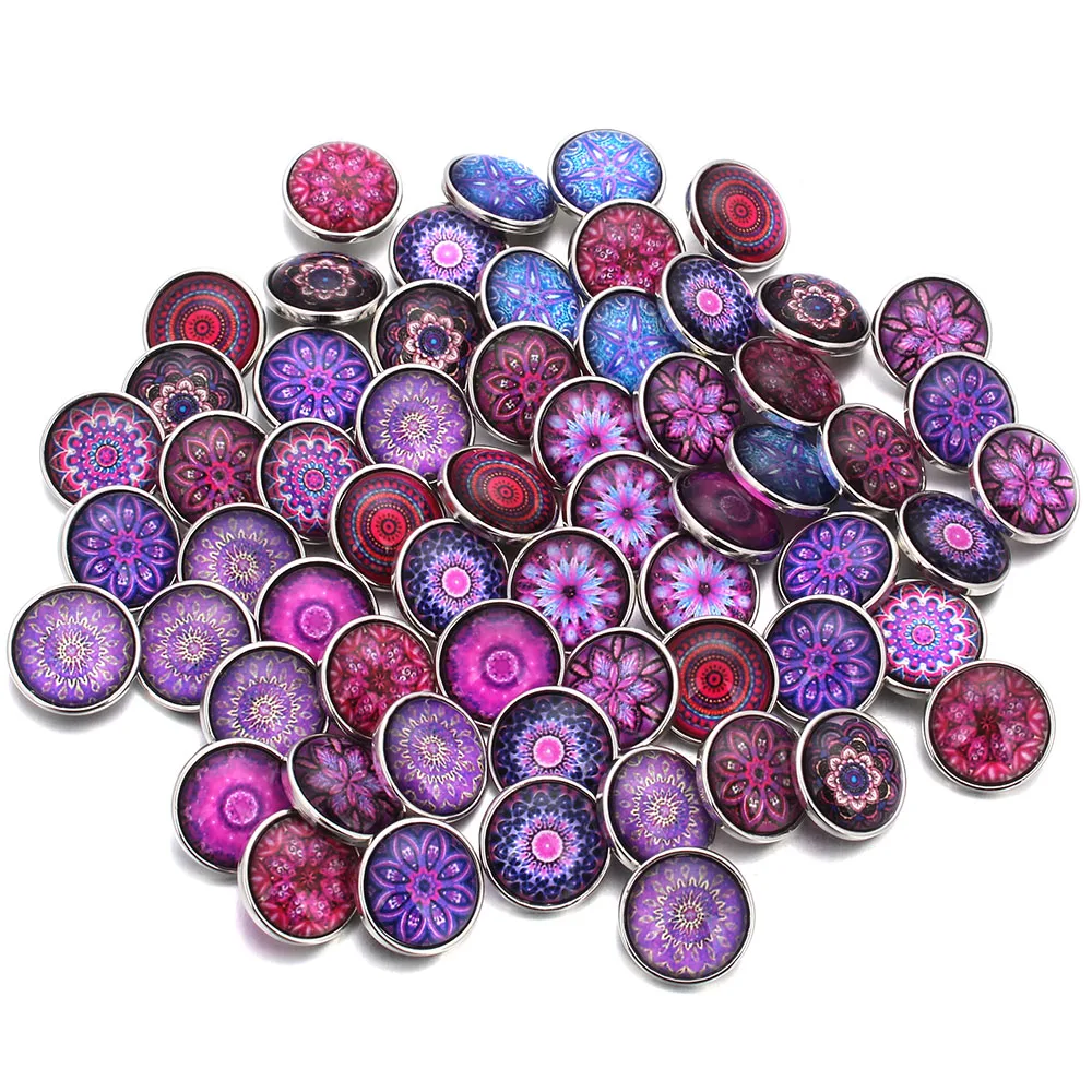 

100pcs Wholesale 18mm Snap Jewelry Mixed Color Pattern 18mm Glass Snap Button Jewelry Fit 18mm Leather Snap Bracelet Wholesale