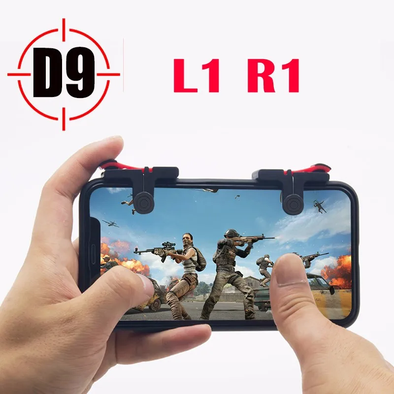 عصا تحكم D9 المحمولة للعبة PUBG ، عصا تحكم L1 R1 ، زر اطلاق النار ، عصا تحكم غمبد لـ IOS وأندرويد