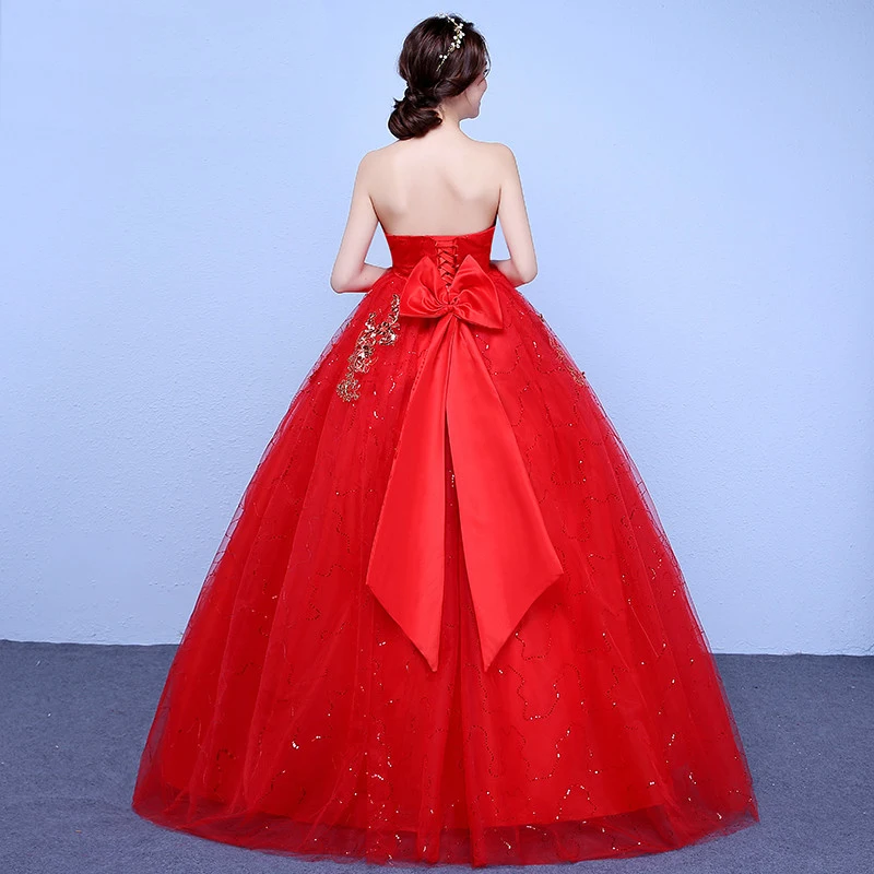 AnXin SH flor encaje rojo brillante pavo princesa sin tirantes fajas sin mangas rebordear cristal lazo rojo vestido de novia personalizado