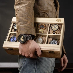 BOBO BIRD Wood Wrist Watch Display Box 4 Slot 8 Slots PU Leather Display Case Box Watch Jewelry Storage Organizer 6 Slot 10 Slot