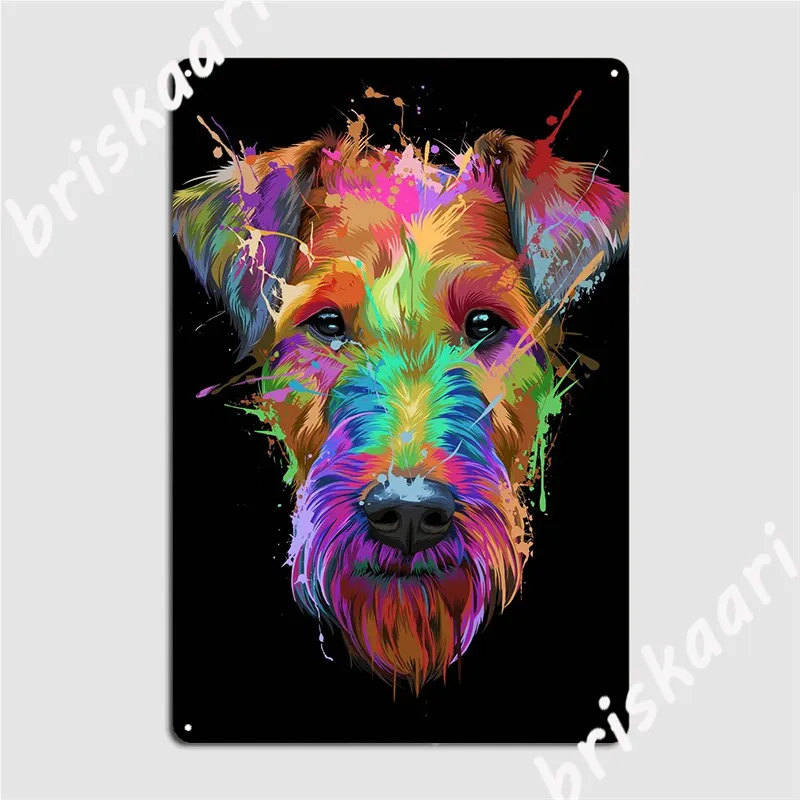 Airedale Terrier Splash Metal Plaque Poster Wall Decor Wall Cinema Garage Classic Tin Sign Poster