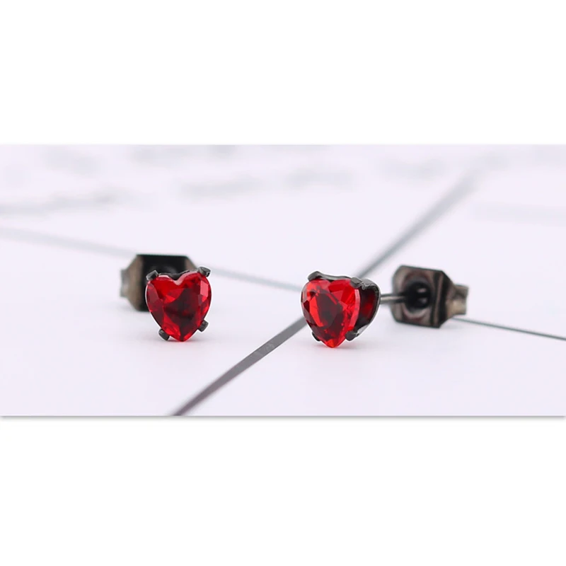 Uelf Fine jewelry wholesale Red heart Gold Silver stud earring female fashion accessories crystals stud earring bridal jewelry