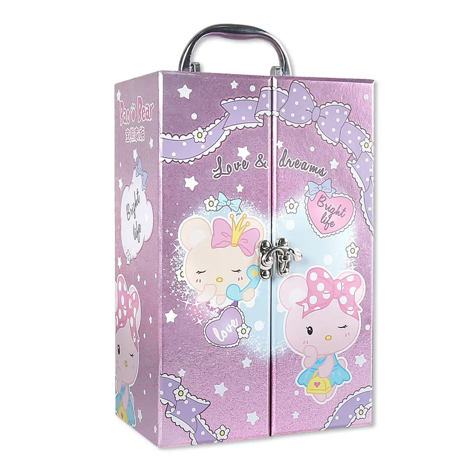 Girl Princess Makeup Toys Dressing Beauty Set Cosmetic Suitcase Wardrobe Safe Easy Clean Makeup Kit for Dress Children Gifts