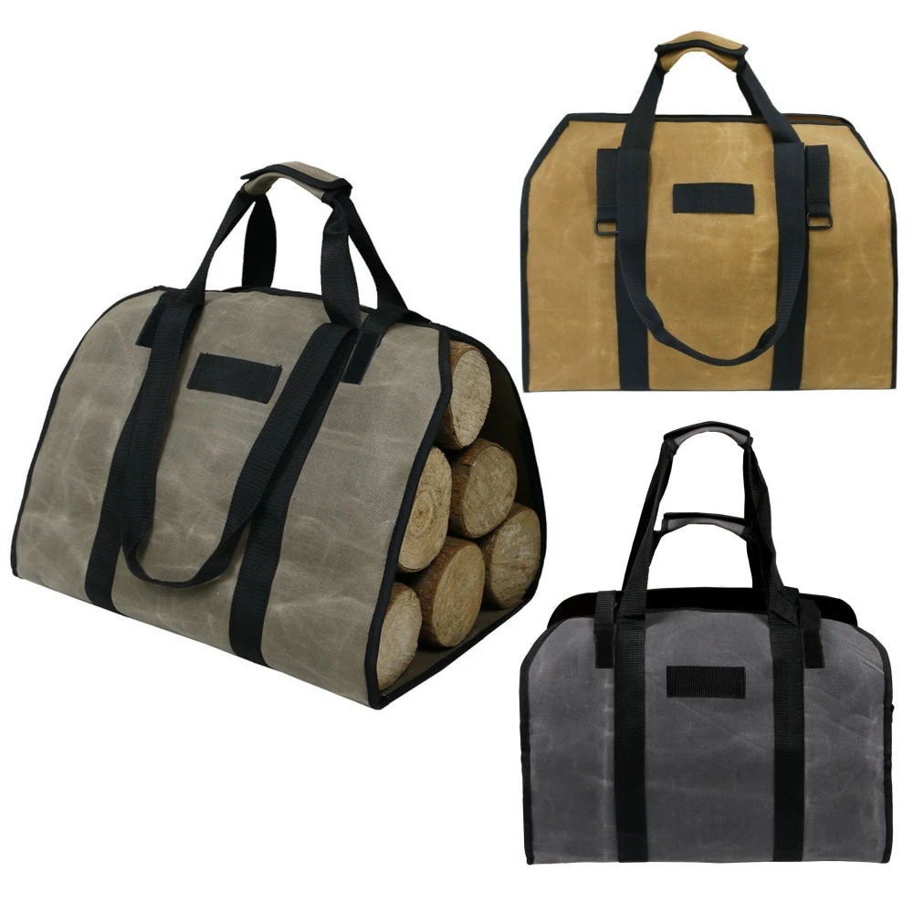 

Large Capacity Waxed Canvas Bag Firewood Wood Carrier Bag Outdoor Camping Firewood Bag Home Storage Bag Package Supplies