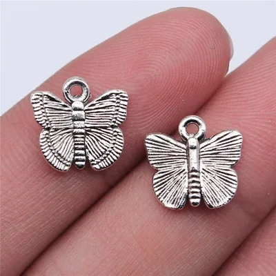 20Pcs 12*13mm Butterfly Charms For DIY Jewelry Making Pendants Necklaces Cute Earrings DIY Handmade Accessories Wholesale