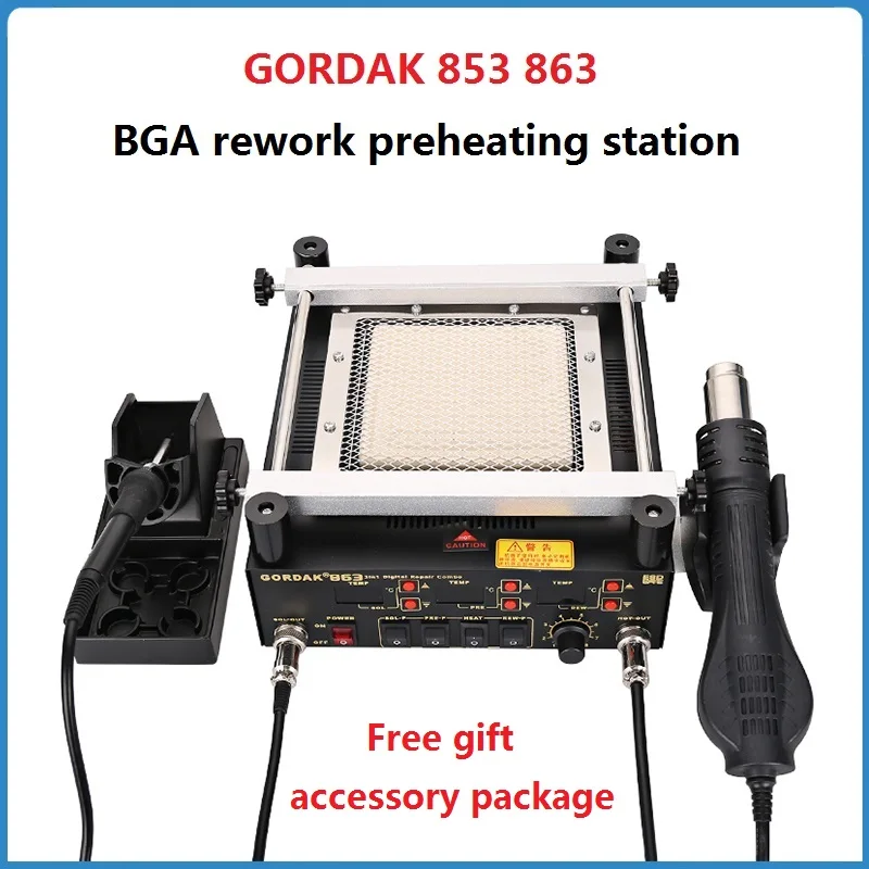 

Gordak 853 863 BGA Rework Soldering Station Hot Air Desoldering Machine Gun Heating Element Welder Electric Iron Repair Tools