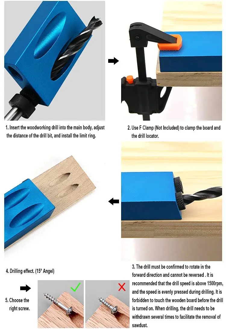 14 Chiếc Túi Lỗ Jig Bộ Khung Gỗ Hướng Dẫn Chung Góc Dụng Cụ Nghề Mộc Định Vị 15 Độ Chế Biến Gỗ Nghiêng Lỗ Đèn 6/8/10Mm