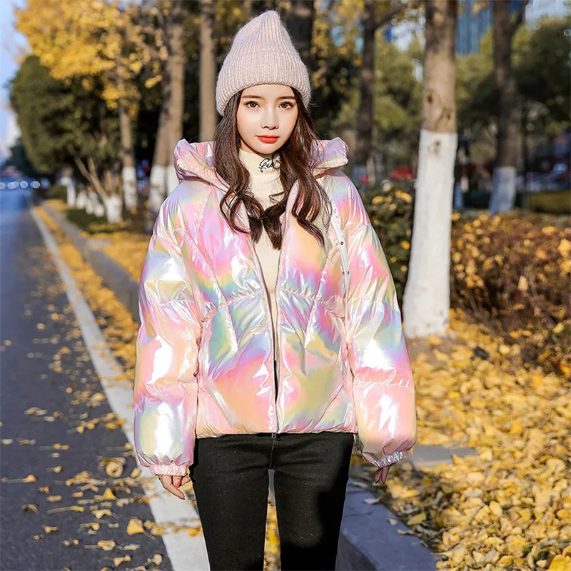 2022 New Winter Jacket Coats Women Parkas Hooded Glossy Down Cotton Jacket Warm Casual Parka Padded Cotton Coat Female