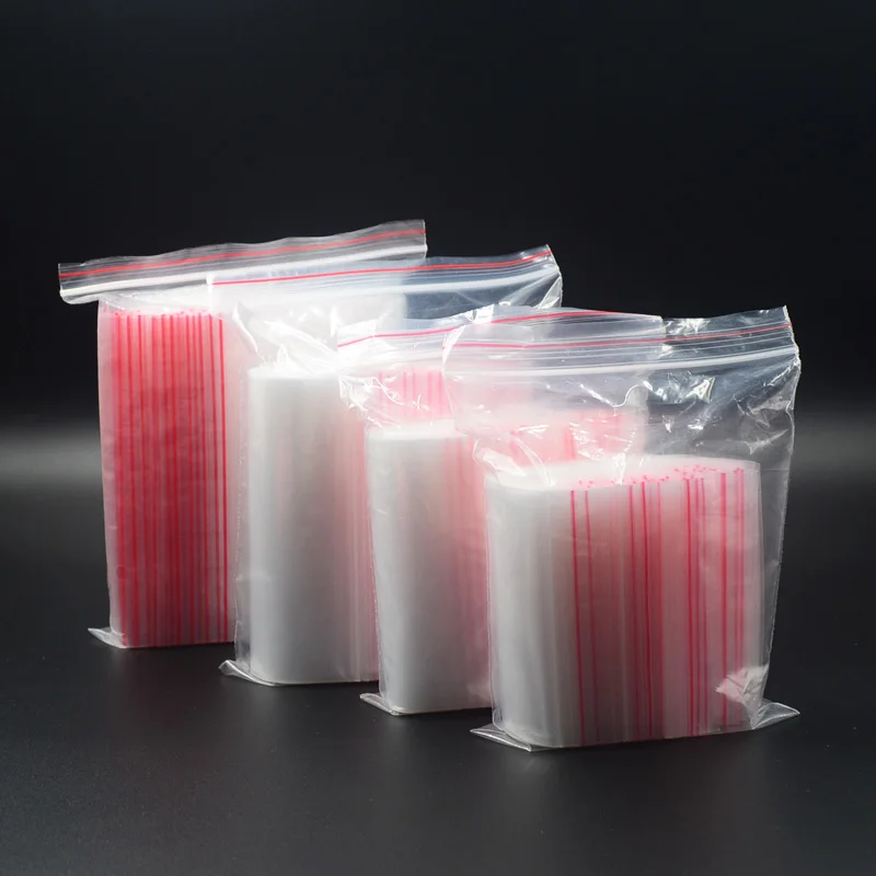 100pcs/pack Small Zip Lock Plastic Bags Reclosable Transparent Bag Shoe Bag Vacuum Storage Bag Poly Clear Bags Thickness 0.08mm