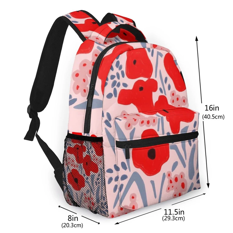 WHEREISART Red Floral Backpack Women Shoulder Bag For Teenage Girls Red Poppies Large Bagpack Ladies School Dropshipping 2021