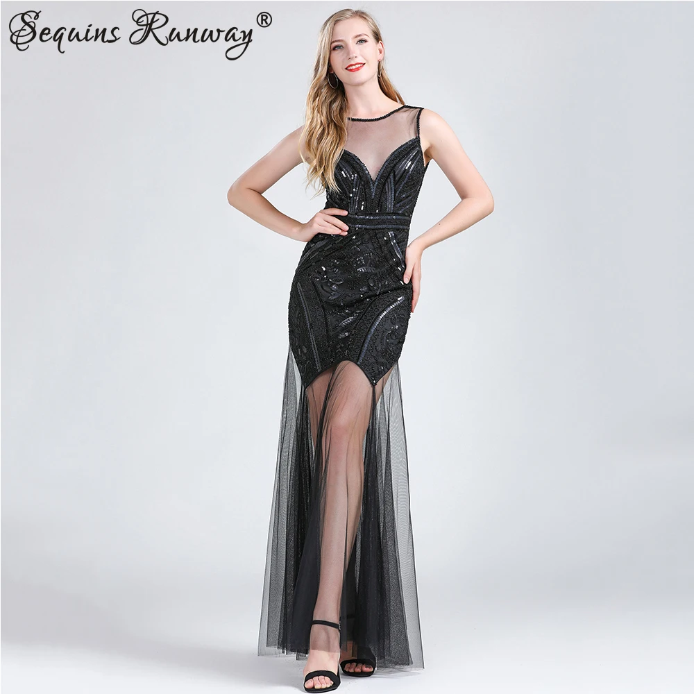 Sexy backless Sequin Maxi Summer dress women elegant mesh Long celebrity prom evening dresses corset bodycon party dress vestido