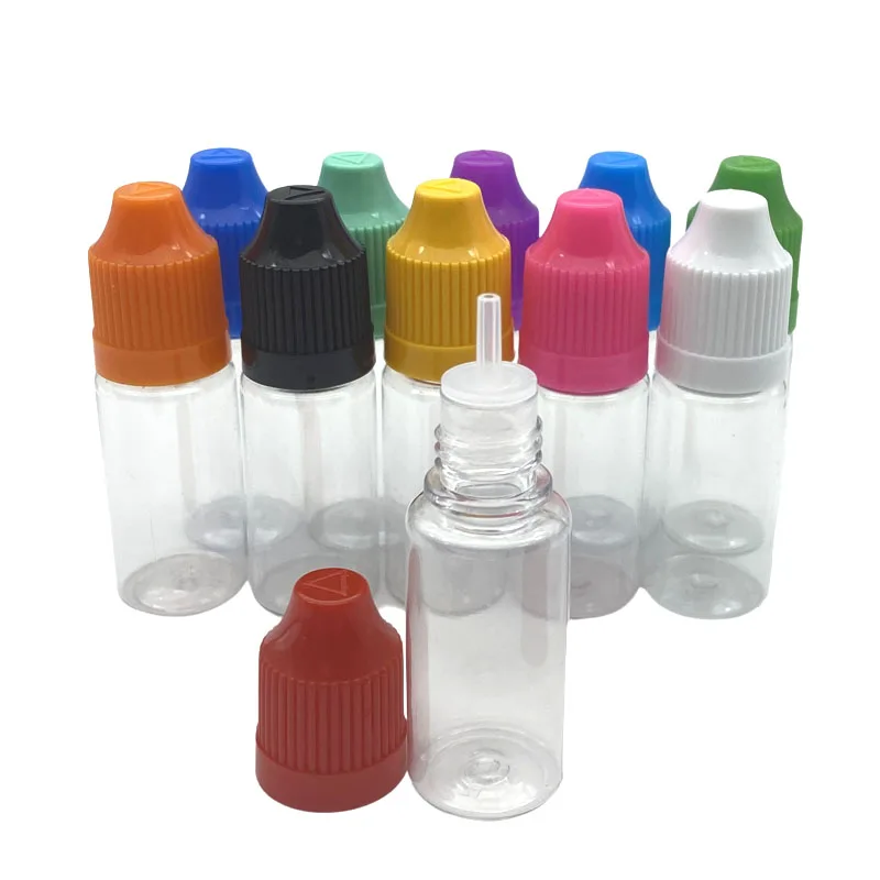 10ml Clear Empty PET Plastic Bottle E Liquid Dropper Hard Bottles With Childproof Cap Vial 500pcs