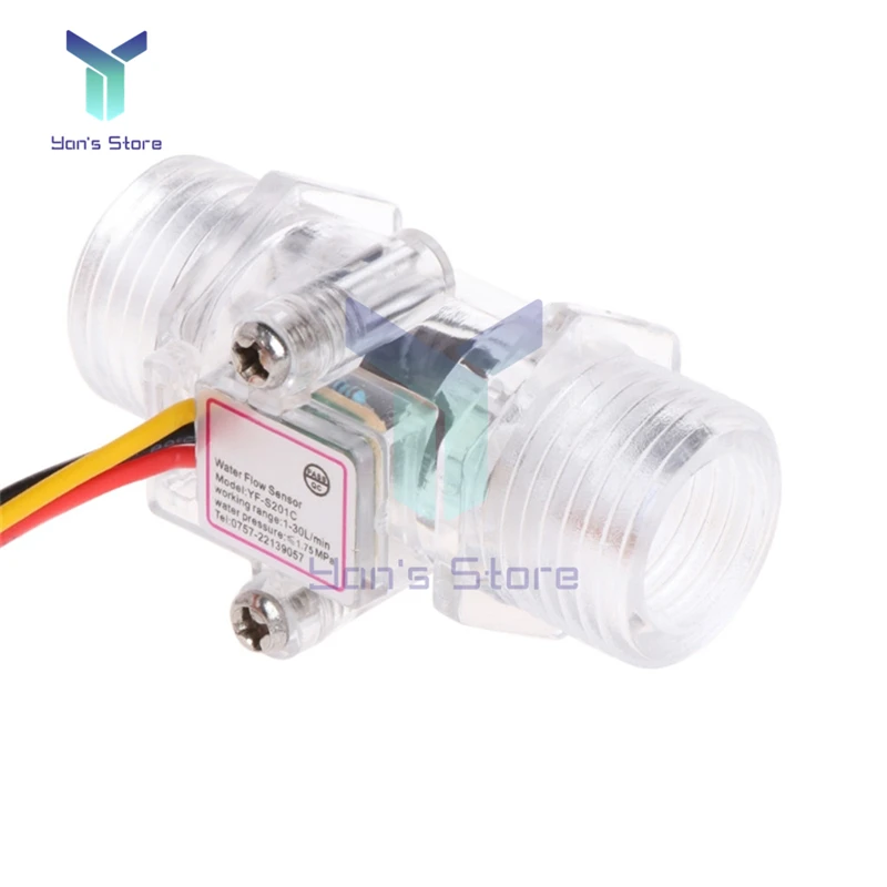 Medidor do Sensor de Fluxo de Água, Medição Plástica, Hall Sensor, Indicador, Transparente, Cobre, DC 5V, 12V, DN15, G1, 2 polegadas