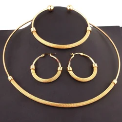 Fashion 316L Stainless Steel Jewelry for Women Mesh Choker Bracelet Set Chains Necklaces Gold Color Collar Gifts