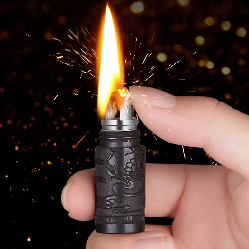 New Ebony Diesel Torch Lighter Mini Keychain Retro Kerosene Lighter Exquisite Carving Cigarette Lighters Gifts Dropshipping