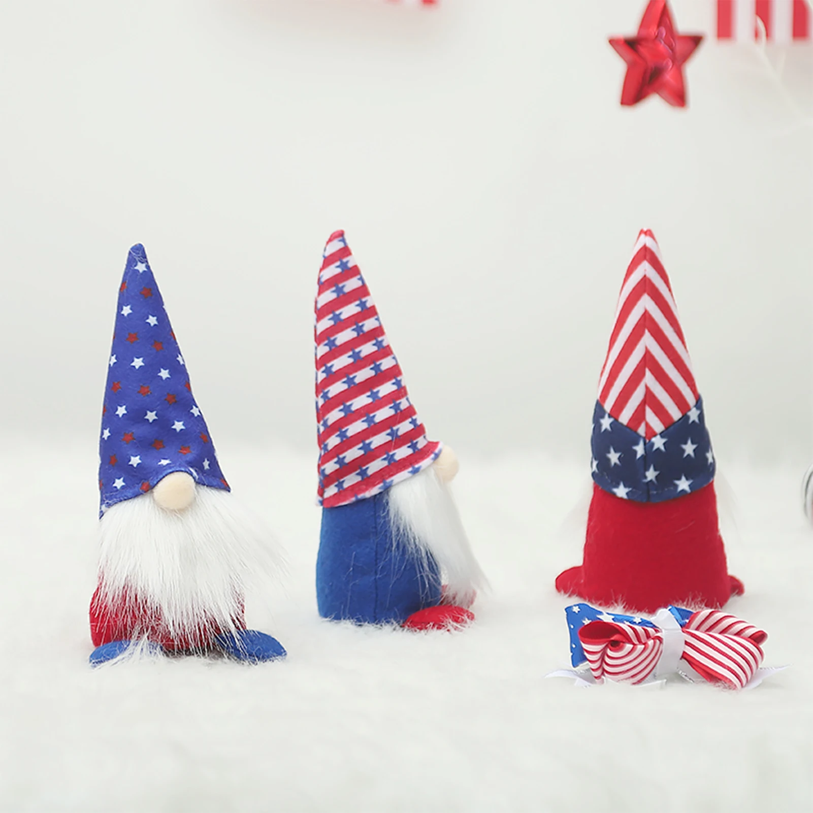 Striped Five-Star Pointed Hat Gnome USA National Day Dwarf Dolls U.S. National Day Decorations Home Furnishings Pointed Hat Stan