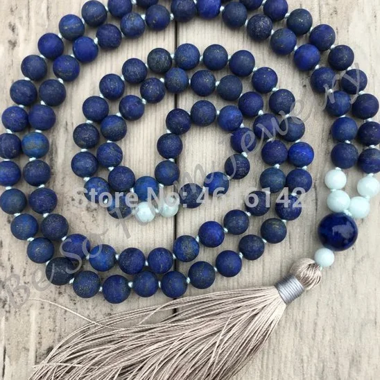 Summer vintage Long Lapis Stone Tassel Pendant Women Accessories Necklace Jewelry