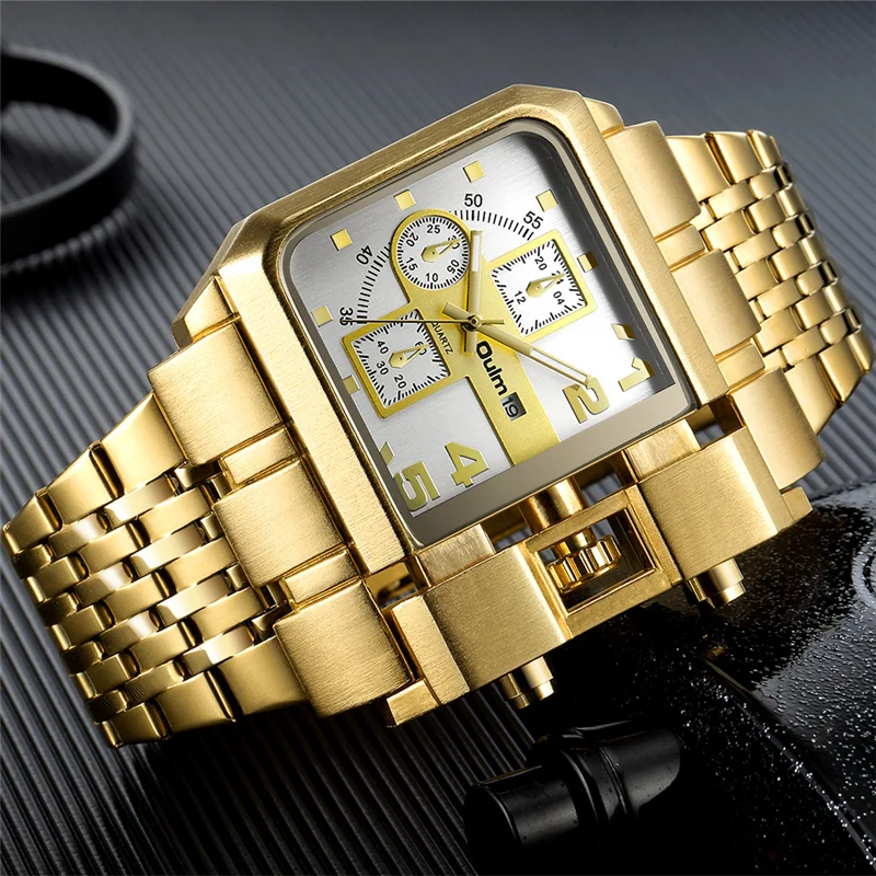 Oulm 3364 Luxury Brand Watch Stainless Steel Male Quartz Clock Auto Date Unique Military Men's Wristwatches Relogio Masculino