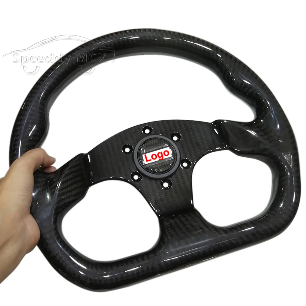 Car Sport 13inch 320mm Steering Wheel Full Carbon High Quality Universal  D Shape Racing Carbon Fiber Flat Dish Steering Wheel