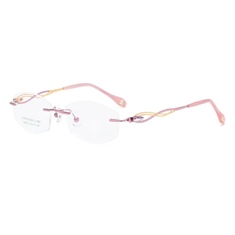 ZIROSAT 88038 Tint Lenses Myopia Glasses Reading Glasses Diamond Cutting Rimless Titanium Glasses Frame for Women - Image 3