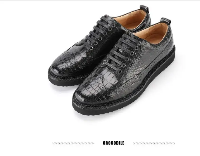 

2021 new design 100% real genuine crocodile skin alligator leather men business shoe cow skin lining leisure male shoe black