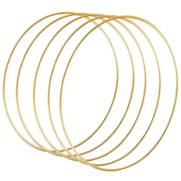 5 Pack 14 Inch Large Metal Floral Hoop Wreath Macrame Gold Hoop Rings for DIY Wreath Decor, Dream Catcher and Macrame Wall Hangi