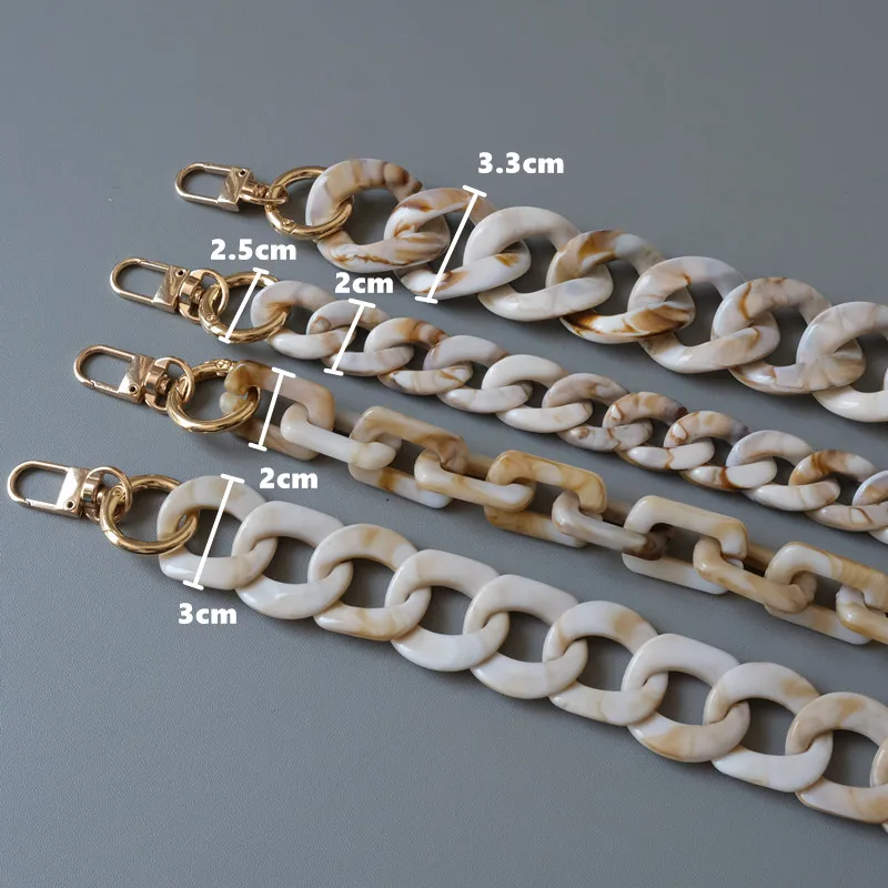 New Fashion Woman Bag Accessory Detachable Parts Replacement Chain Beige Resin Luxury Strap Women Acrylic Shoulder Handle Chain