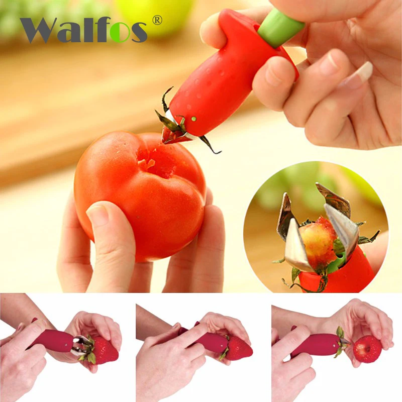 

WALFOS Strawberry Hullers Metal Plastic Fruit Remove Stalks Device Tomato Stalks Strawberry Knife Stem Remover Fruit Slicer