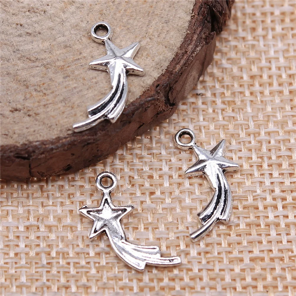 free shipping 216pcs 16x8mm antique silver star charms diy retro jewelry fit Earring keychain hair card pendant accessories