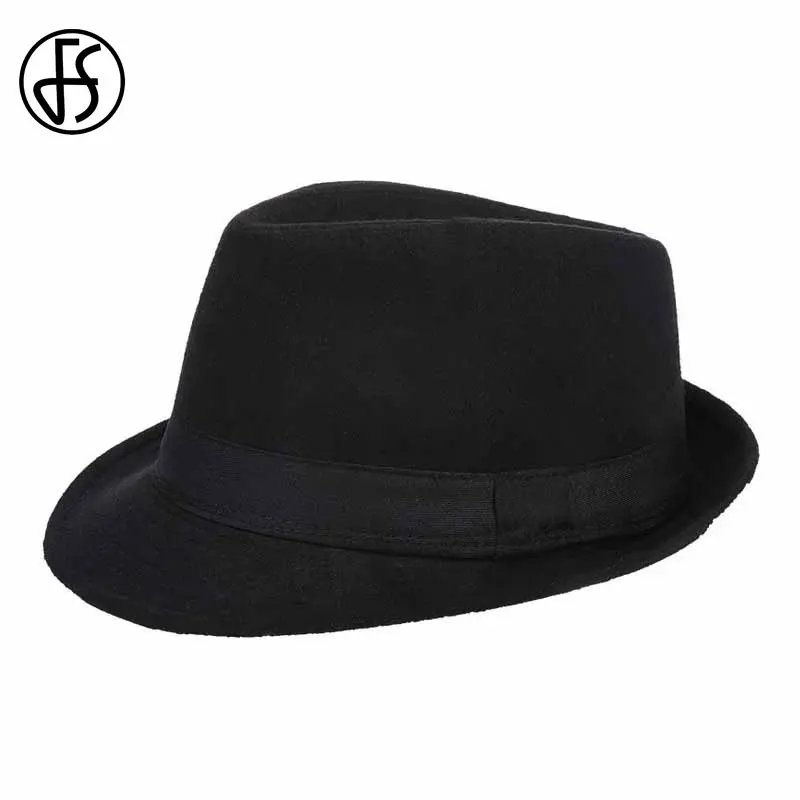 FS mens fedoras Sztrájktörő Panamakalap Megmunkalás Kalap imitated Gyapjú Apaállat Gengszter Puhakalap kupak Lezser Félfogadás Széleskörű Káva Anglia stílusú Dzsessz hats