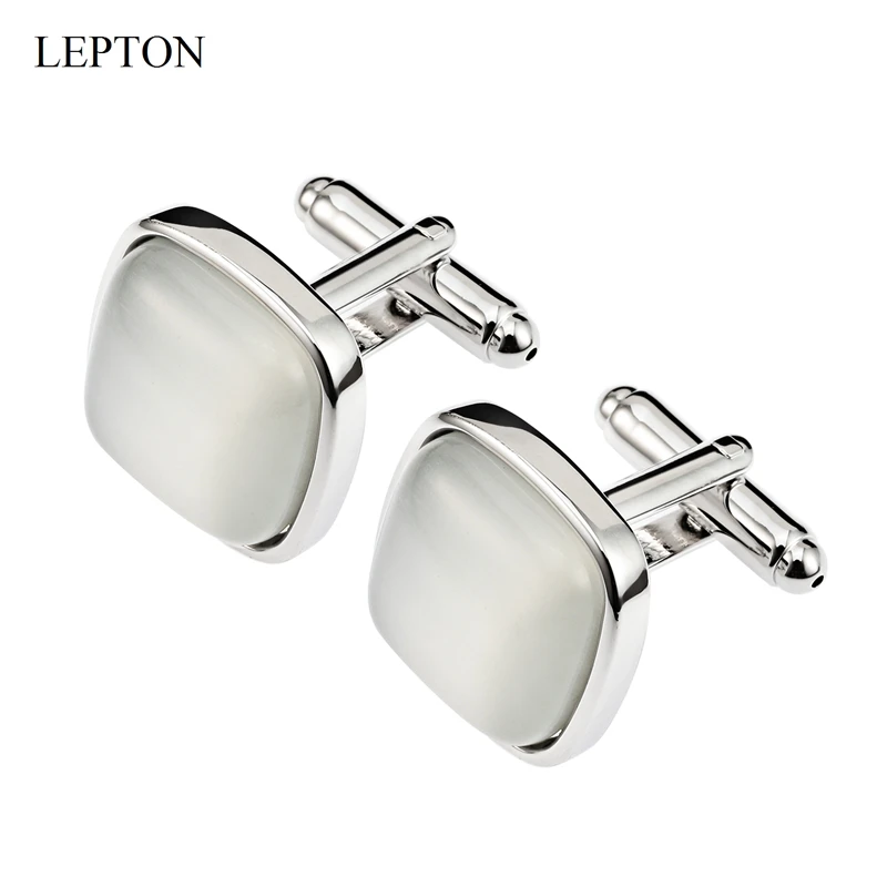 

Low-Key Luxury Cat Eye Stone Cufflinks for Mens Lepton Coffee and Milky White Color Stones Cuff Links Man Shirt Cuffs CuffLink