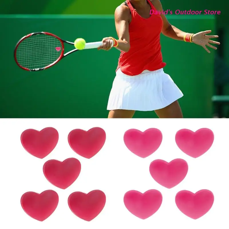 5Pcs/Pack Heart-shaped Tennis Racket Vibration Dampeners Durable Anti-vibration Silicone Sports Accessories