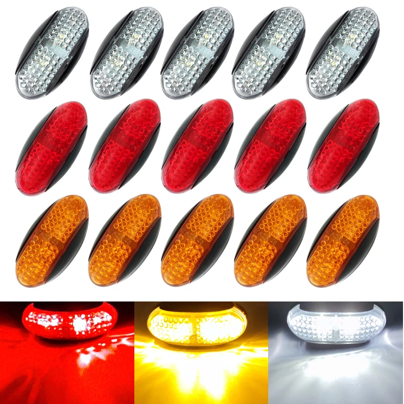 10PCS 10-30V Warning Light LED Diode Light Oval Clearance Trailer Truck LED Side Marker Lamp Truck Accessorie