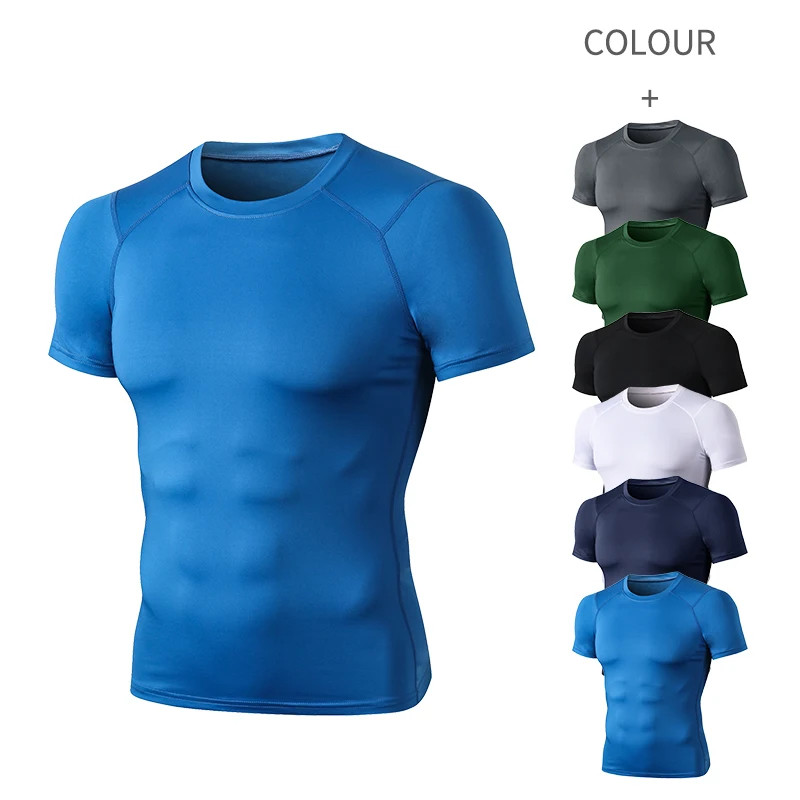 Men\'s Running Compression Tshirts Quick Dry Soccer Jersey Fitness Tight Skinny Bodybuilding Shirt Fast-Dry Breathable Tops