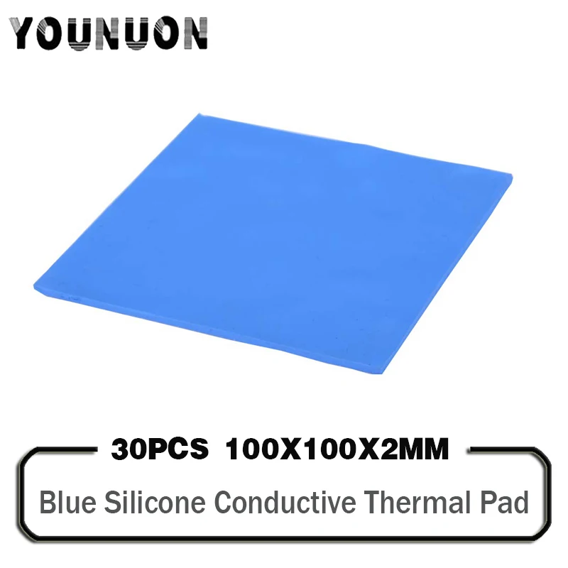 30 Pieces 100*100*2mm Thermal Grease Paste CPU Cooler Cooling Pad 100x100x2mm Heatsink Mat Silicone Thermal Pads