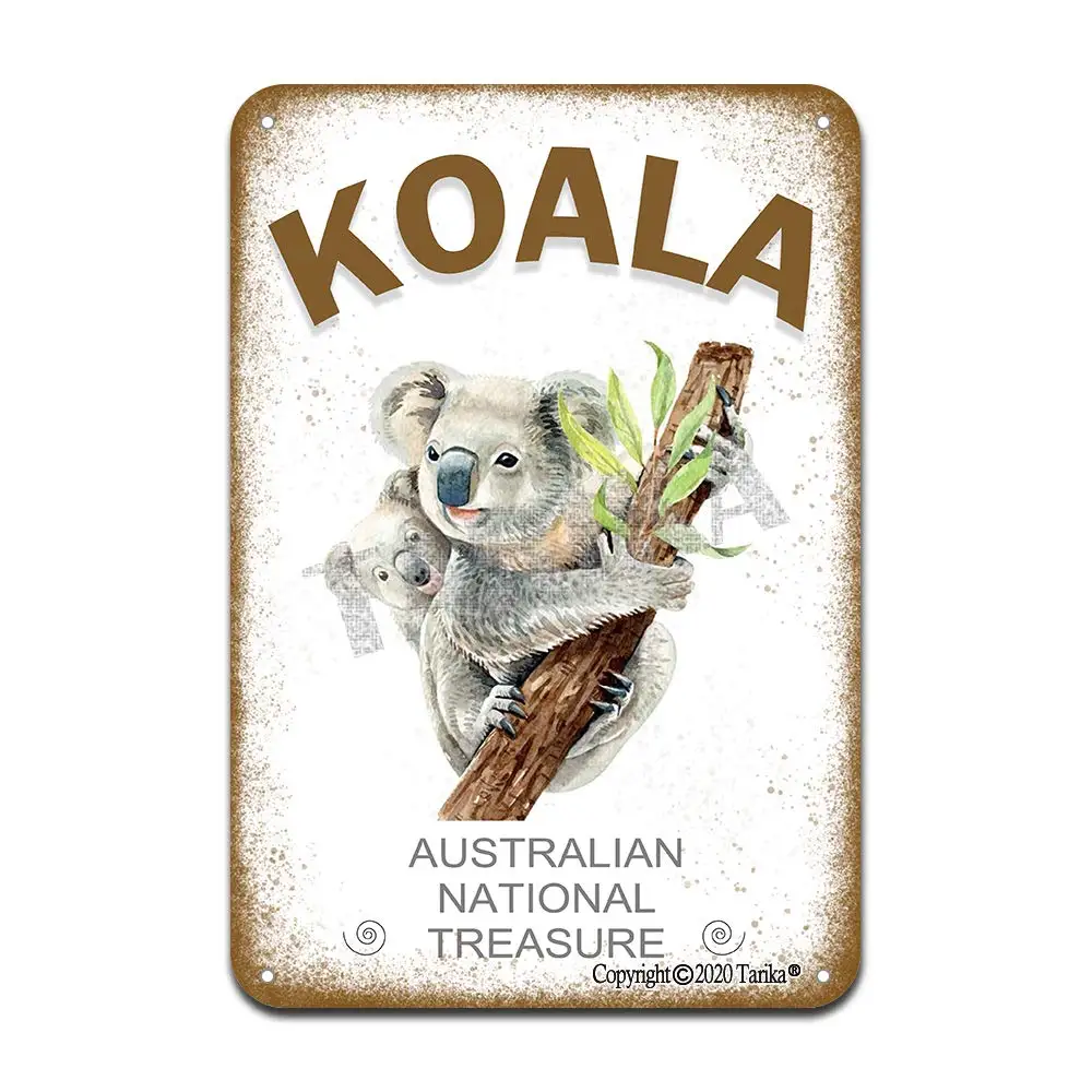 Koala Australian National Treasure Iron Poster Painting Tin Sign Vintage Wall Decor for Cafe Bar Pub Home Beer Decoration Crafts