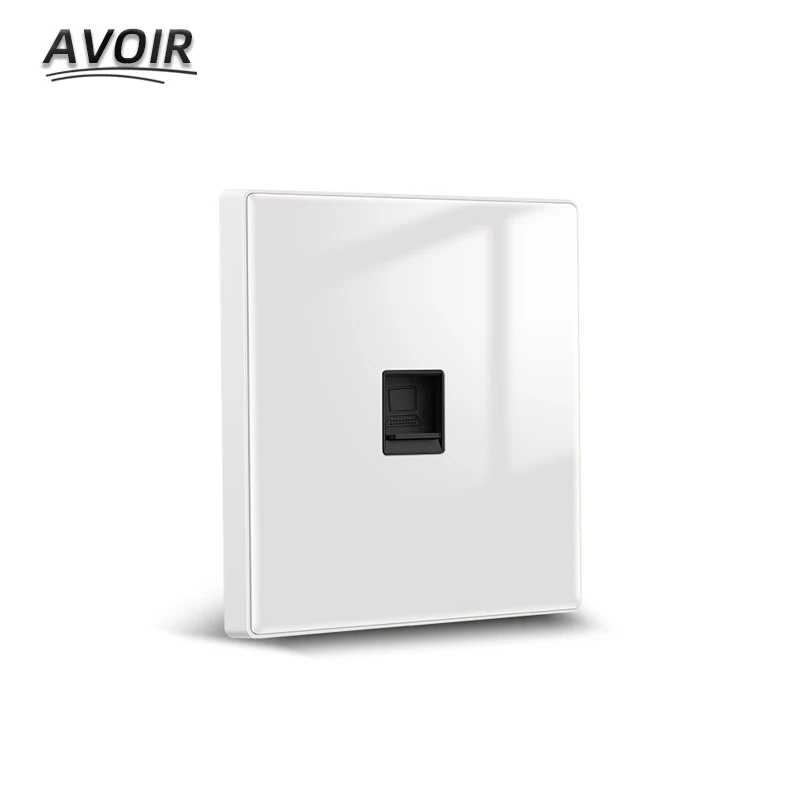 

Avoir Wall Power Socket White Luxury Glass Panel Standard Satellite TV Network Internet Phone Socket Outlet Socket For Home