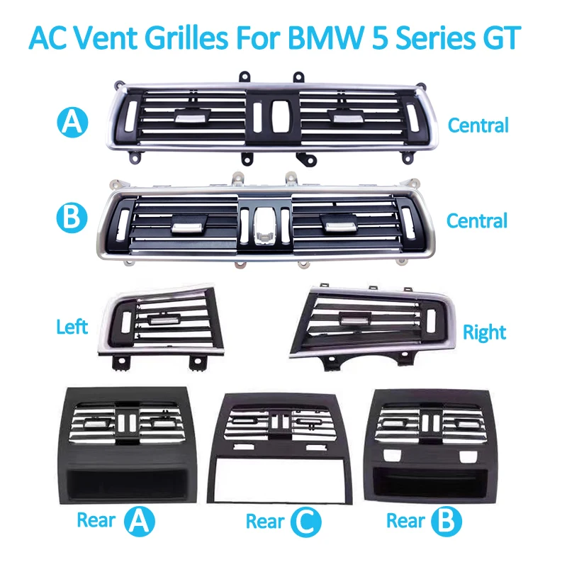 Front Central Left Right Rear Fresh Air Conditioner AC Vent Grille Outlet Full Set For BMW 5 Series GT F07 528 535 550 2010-2017