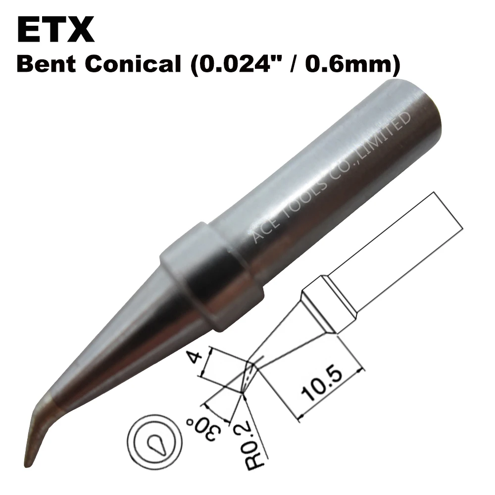 Soldering Tip ETX Bent Conical 0.6mm Fit WELLER WES51 WES50 WESD51 WE1010NA WE1010EU PES51 PES50 LR21 LR20 Iron Welding Bit