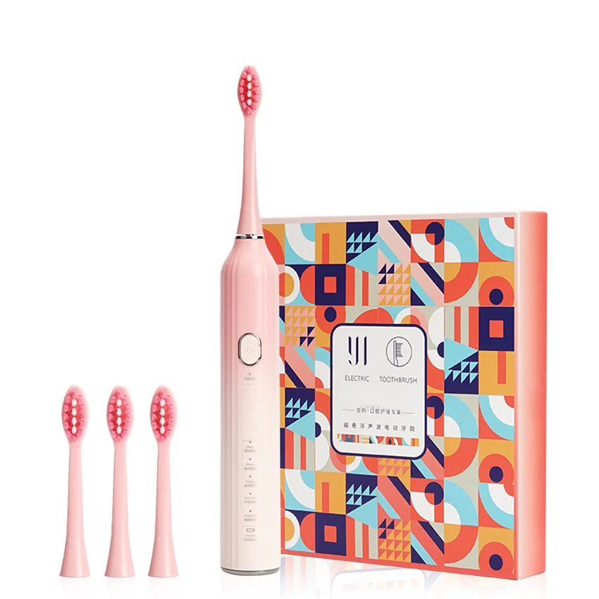 大人用電動歯ブラシ,3つのブラシとヘッドを備えた充電式歯ブラシ,5つのモード,4時間,130日間の急速充電