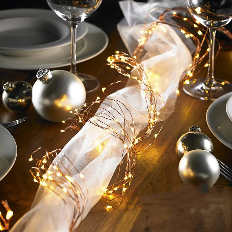 2M 5 Strand Battery LED Fairy String Lights Decoration Twinkling Waterfall Garland  for Home Holiday DIY Christmas Lamp