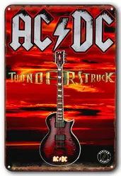 AC DC Heavy Metal Music Cool Classic Rock Band Metal Tin Sign for Home Restaurant Cafe Bar Vintage Art Wall Decoration Gifts