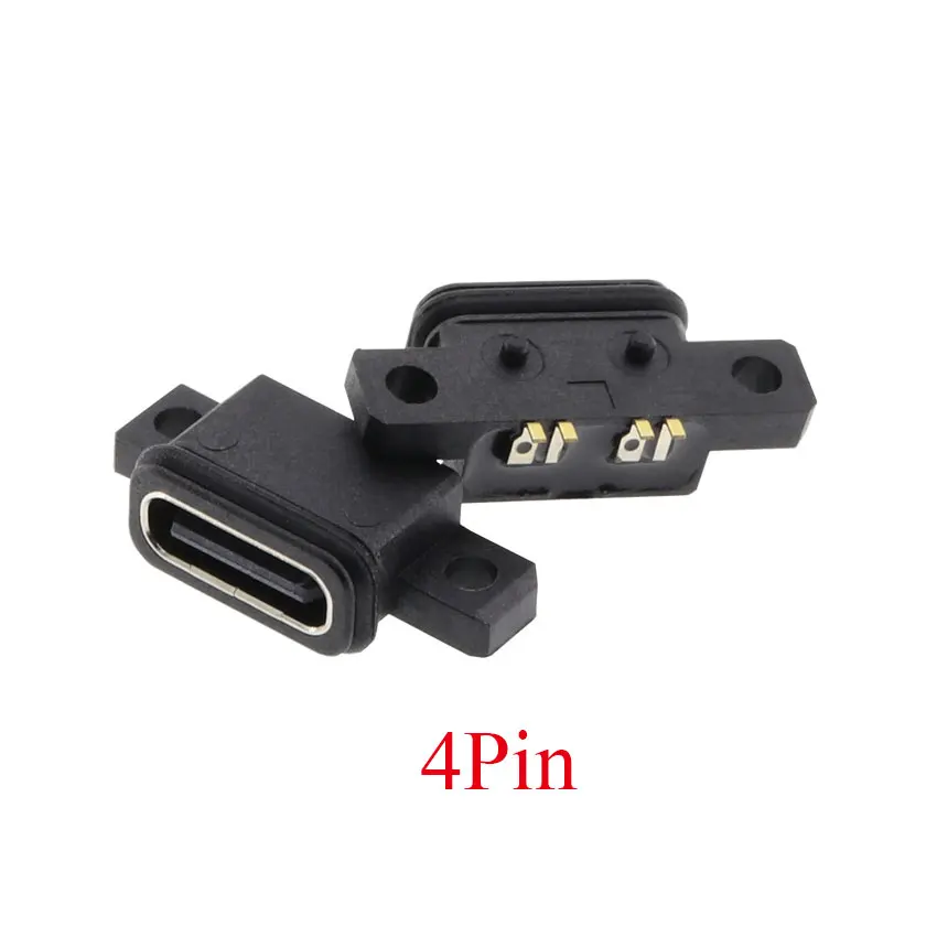 5pcs TYPE C 2/4/6/16Pin Waterproof Female USB C Socket Port with Screw Hole Fast Charge Charging Interface 180 Degree Connector