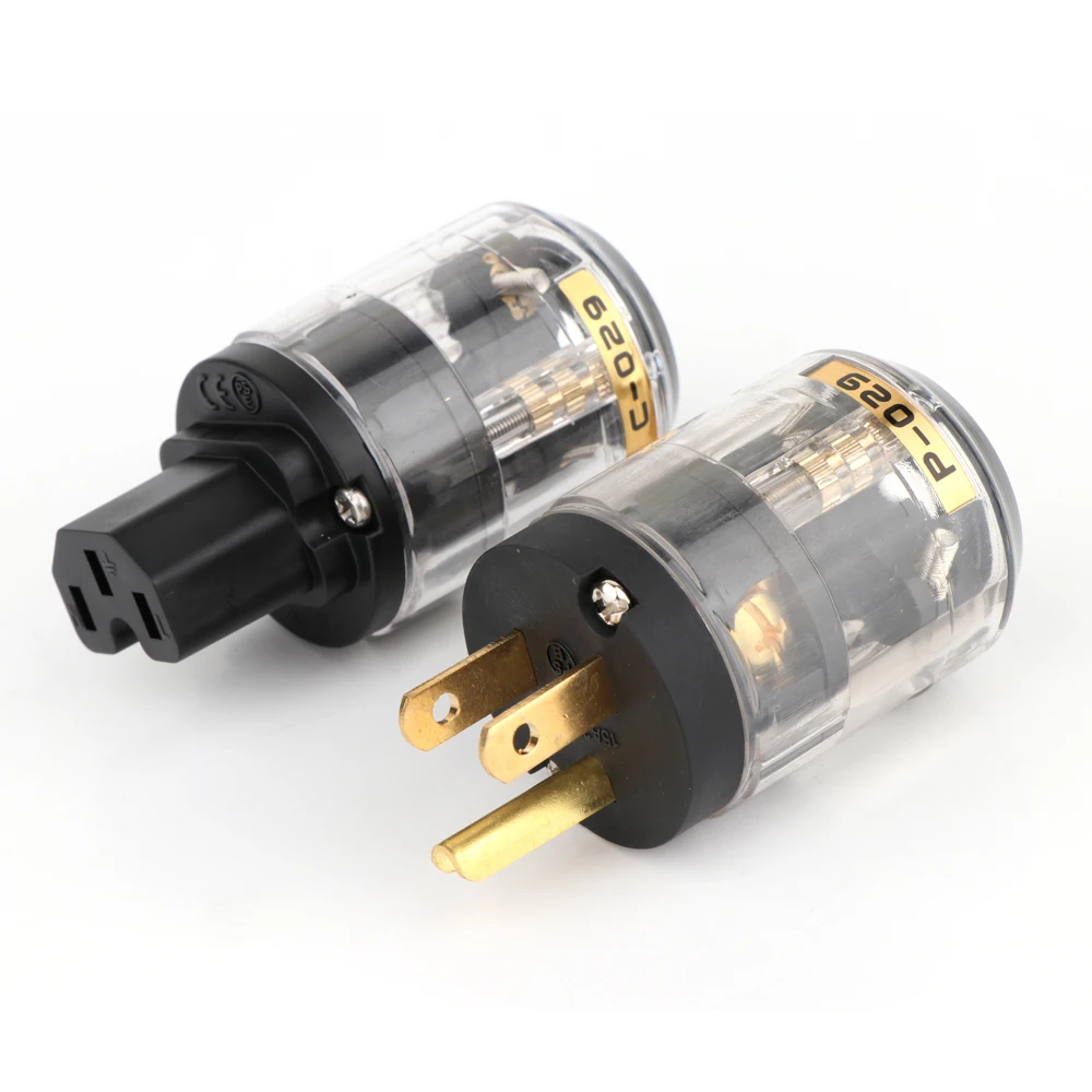 Paar P029 EU/US-Version Netzstecker Messing vergoldet US 3-poliger AC-Stromanschluss für DIY-Stromkabel – Detail 8