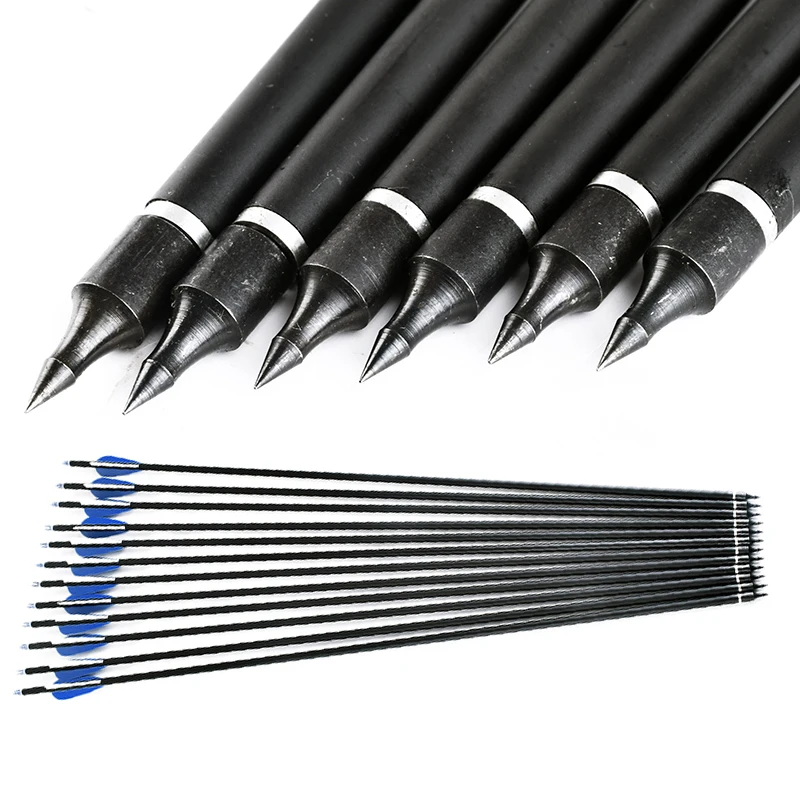 Hot 18pcs Mix Carbon Arrow 30Inch OD7.6mm ID6.2mm Replaceable Spine500 Arrow Bolts For Recurve/Compound Bow Hunting Shooting