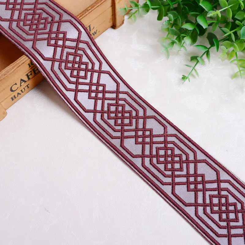 25Yards 6cm Embroidery Lace Woven Jacquard Ribbon Trims Pattern For Curtain Sofa Clothing Straps Accessory DIY Sewing Fabric