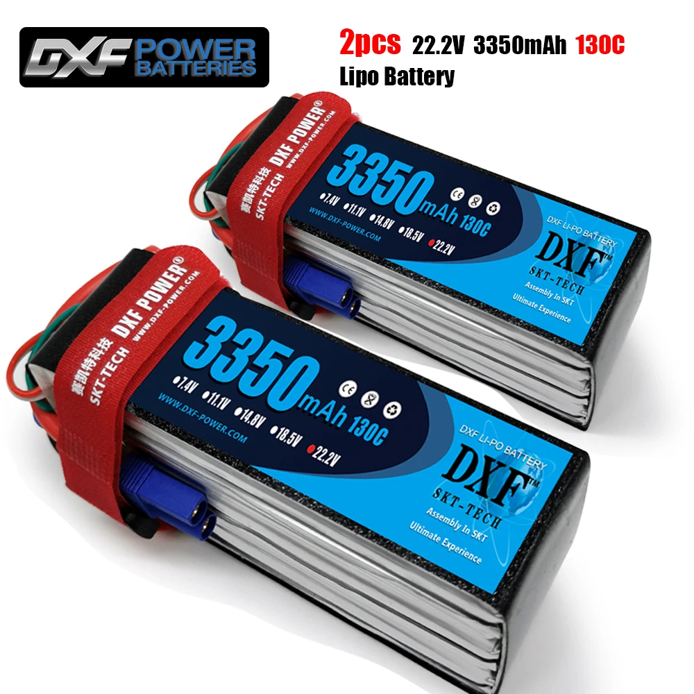 

2 шт., литий-полимерный аккумулятор DXF 2S 3S 4S 6S 7,4 В 11,1 В 14,8 в 22,2 в 3350 мАч 130C 260C для 1:10 радиоуправляемых автомобилей, лодок, грузовиков, багги, вертолетов, дронов