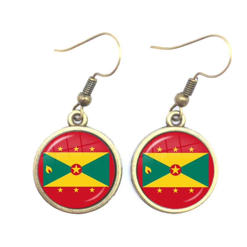 The Commonwealth of Dominica,Saint Lucia,Saint Vincent and the Grenadines,Barbados,Grenada,Ecuador National Flag Drop Earrings