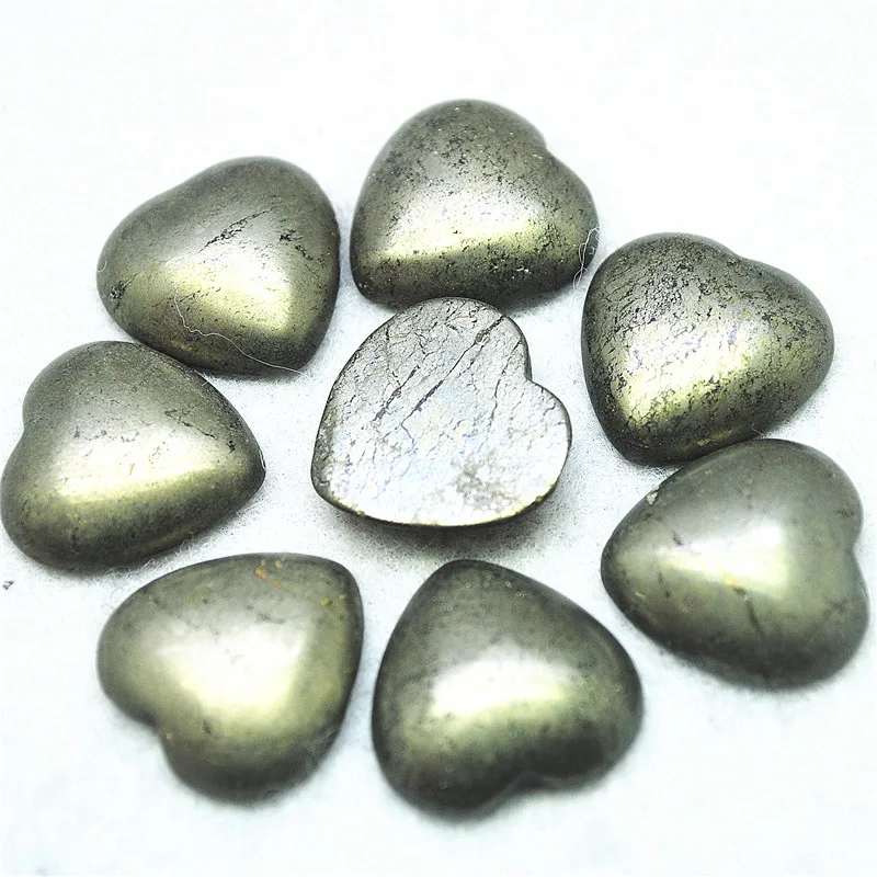 5PCS Nature Pyrite Stone Cabochons Heart Shape 20MM Beads Cabs No Hole DIY Jewelry Accessories Hot Sellings Faster Shippings