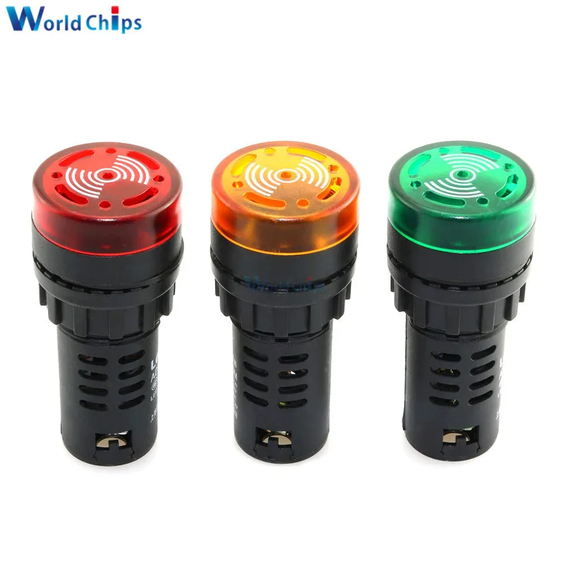 AD16-22SM Flash LED Alarm Indicator Light Signal Lamp Flash Buzzer Lamp DC 12V 24V AC 110V 220V 22mm Red Green Yellow